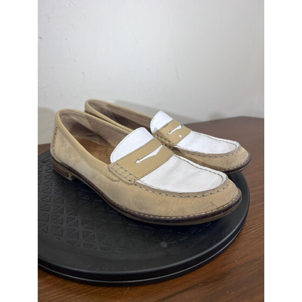 Sperry Seaport Tri Tone Penny Loafer Women's Size 5.5 Shoes Tan White Beige
